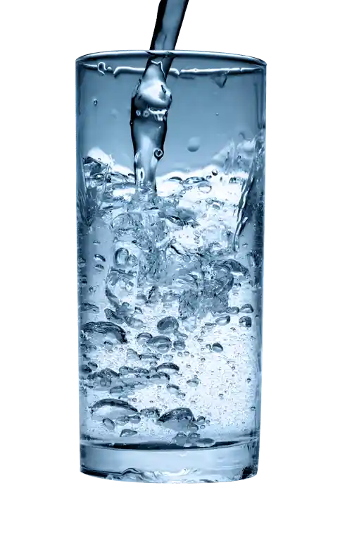 Glass being filled with purified water